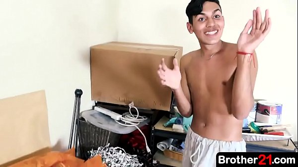 This teen can no longer resist and gets down on his knees to fill his throat with his stepbrother&rsquo_s big cock