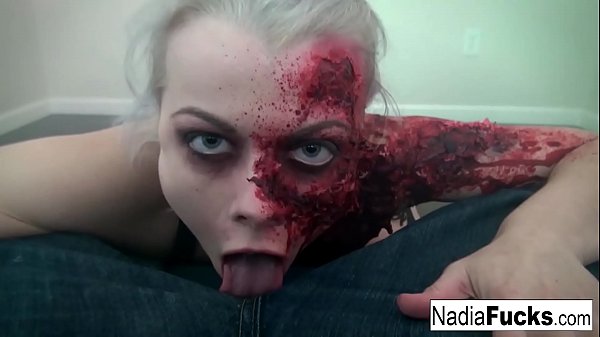 Hot zombie pleases the gash between her legs!