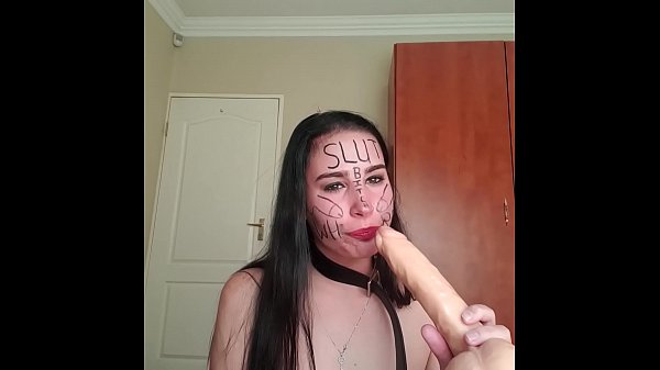 Self humiliation teen slut with body writing