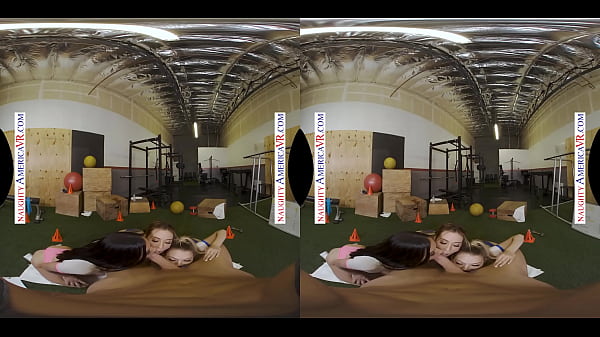 Naughty America - Aiden Ashley, Jazmin Luv, and Lily Larimar surprise their personal trainer with their 3 wet pussies