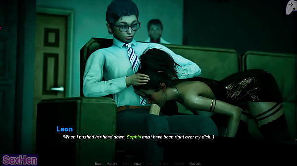 Wife hides in the couch giving me a blowjob to my erect penis while her husband watches me cum inside and make her swallow | That New Teacher | Hentai Games P2