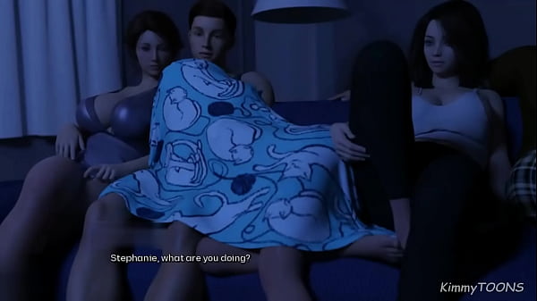 Problemi di cuore - sorellastra succhia il cazzo del fratellastro sotto il lenzuolo mentre tutti guardavano un film horror - kimmytoons