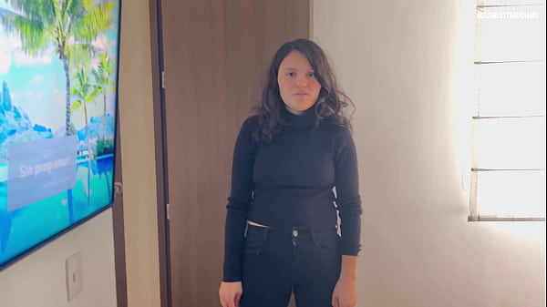 My stepmother touches herself while I see her in the closet... She discovered me and now I touch her wet pussy