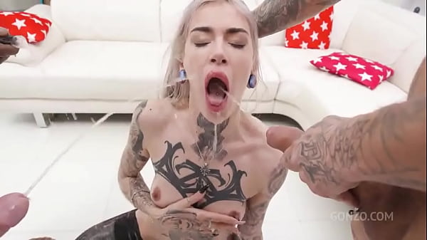 Nice horny whore gets her ass and pussy stretched to the maximum by multiple cocks that make her moan with lust