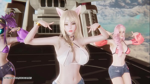 [MMD] Unis - Il curioso Ahri Akali Seraphine Hot Kpop Dance League of Legends Hentai senza censure