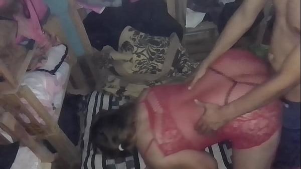 I have sex with a blonde in red lingerie and a black doggie thong