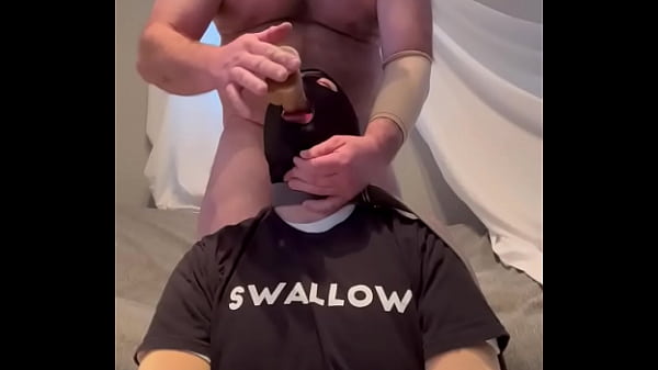 Faggot gagging on alpha'_s cock and throatpie