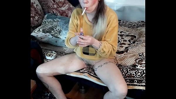 stepsister smokes a cigarette
