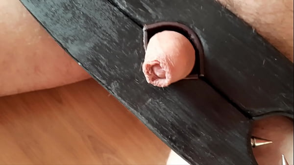 Dominatrix tramples her '_s little dick with pointed toe shoes.