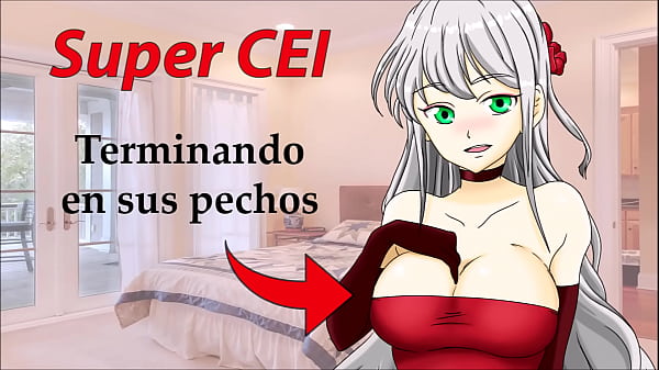 SUPER CEI HENTAI in Spanish. Cleaning the semen from her breasts.
