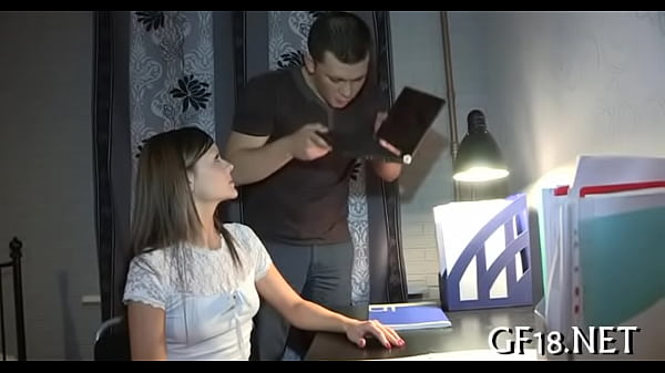 Cute chick widens legs